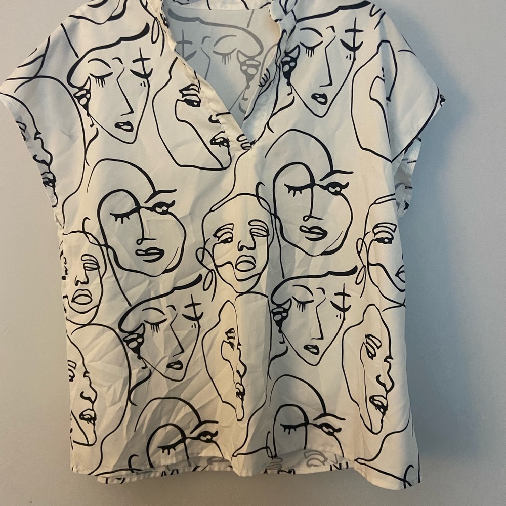 Abstract Face Print Women's Top